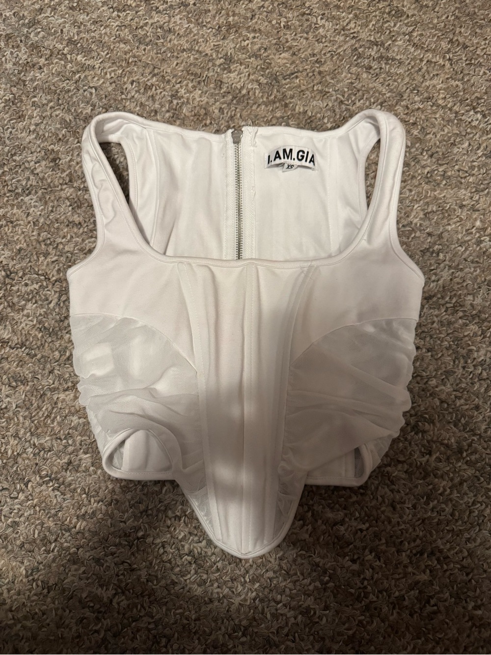 I.AM.GIA White Sculpted Corset-Style Top